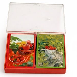 Vintage Hallmark Bridge Playing Cards Set Harvest Time Double Deck Case Dice